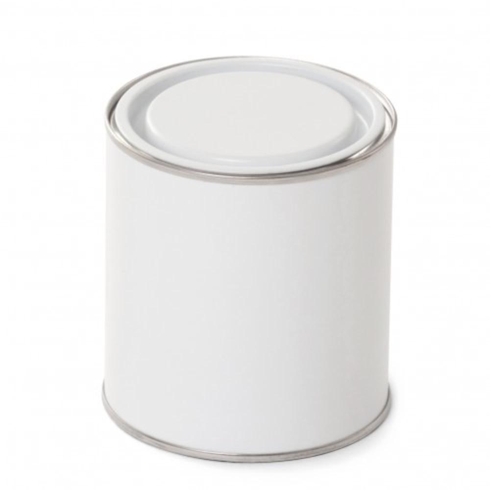 1 Litre Metal Lever Lid Tin White/Plain With White Metal Lid (Empty